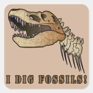 Tyrannosaurus Rex: I Dig Fossils Square Sticker