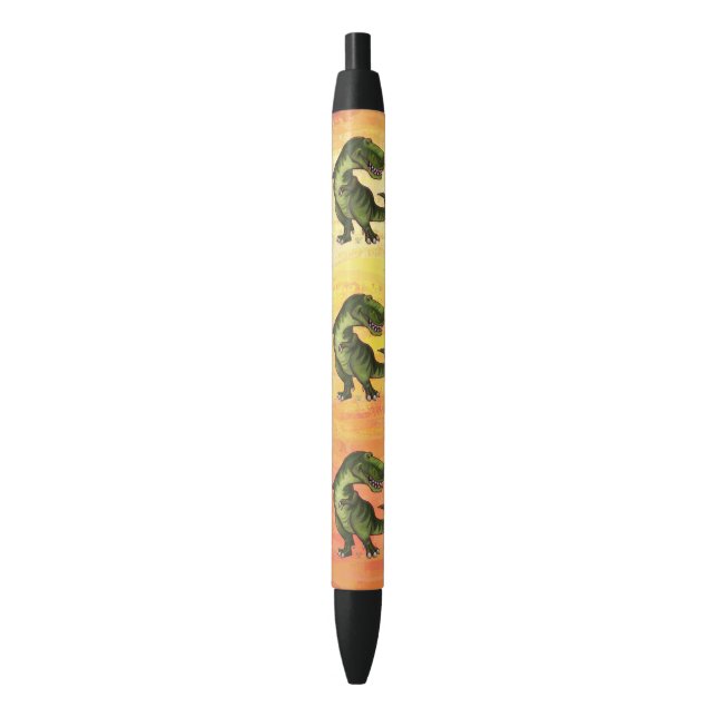 Tyrannosaurus Rex Pattern Orange Black Ink Pen (Front Vertical)
