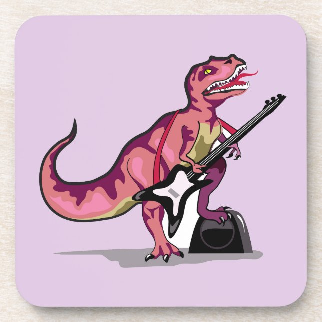 Tyrannosaurus Rex Playing The Guitar. Coaster (Front)