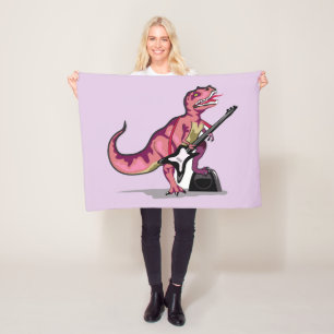 Tyrannosaurus Rex Playing The Guitar. Fleece Blanket