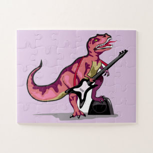 Tyrannosaurus Rex Playing The Guitar. Jigsaw Puzzle