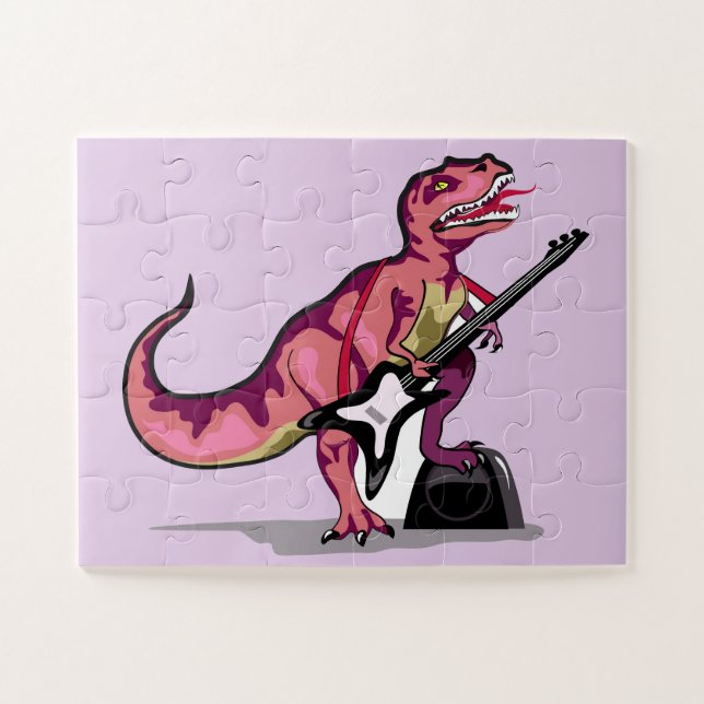 Tyrannosaurus Rex Playing The Guitar. Jigsaw Puzzle (Horizontal)