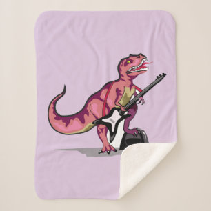 Tyrannosaurus Rex Playing The Guitar. Sherpa Blanket