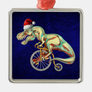 Tyrannosaurus Rex Santa Metal Ornament