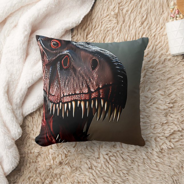 Tyrannosaurus Rex Scary Face,  Throw Pillow (Blanket)