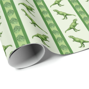 Tyrannosaurus Rex Stripe Wrapping Paper
