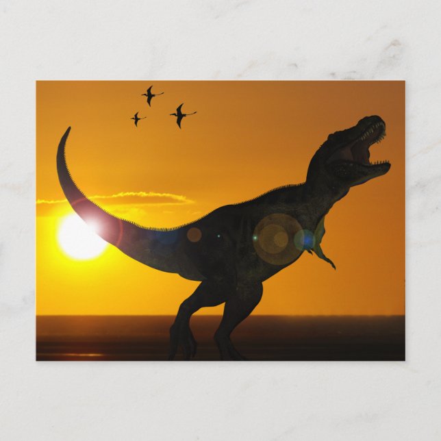 Tyrannosaurus Rex sunset style postcard (Front)