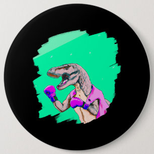 Tyrannosaurus Rex T Rex Boxing Cool Funny Dinosaur 6 Inch Round Button