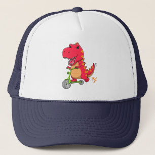 Tyrannosaurus rex T-rex Dinosaur Riding A Scooter Trucker Hat
