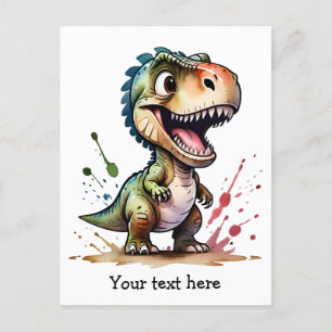 Tyrannosaurus Rex Watercolor Splash Personalized Postcard