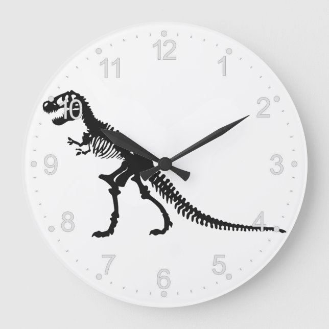 Tyrannosaurus Skeleton - Choose background color Large Clock (Front)