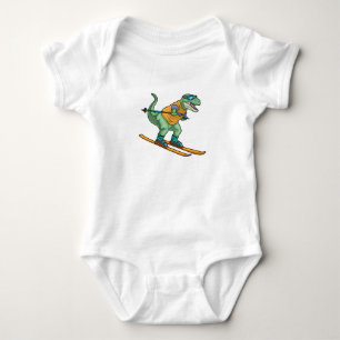Tyrannosaurus Skier Ski goggles Ski Baby Bodysuit