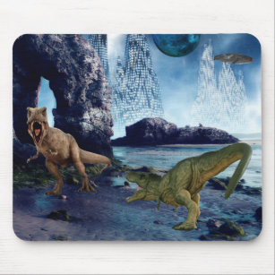 Tyrannosaurus T-Rex Dinosaur Battle Alien Planet Mouse Pad