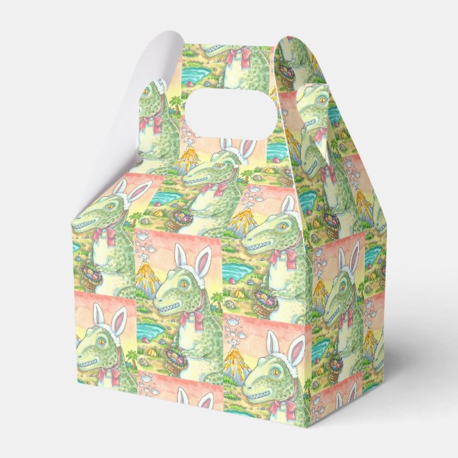 TYRANNOSAURUS T-REX EASTER BUNNY GABLE FAVOR BOX (Front Side)