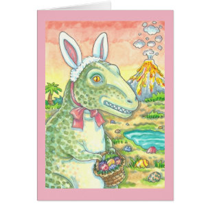 TYRANNOSAURUS T REX EASTER BUNNY GREETING CARTE
