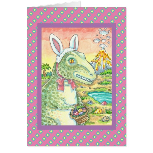 TYRANNOSAURUS T REX EASTER BUNNY NOTE CARTE VERSE (Devant)