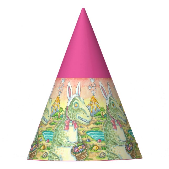 TYRANNOSAURUS T-REX EASTER BUNNY PARTY HAT Dino (Front)