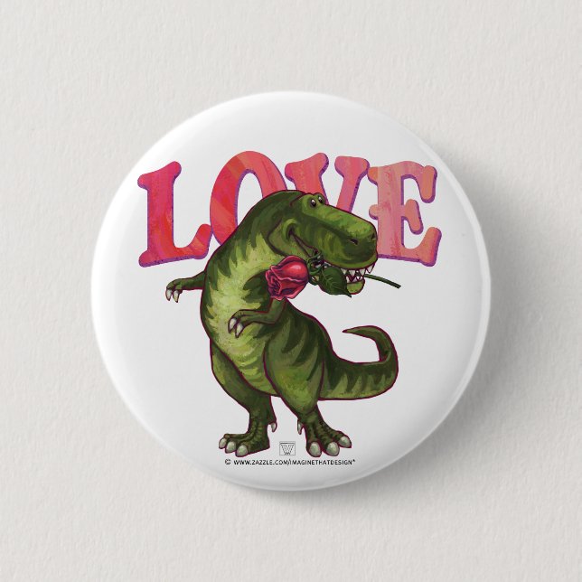 Tyrannosaurus Valentine's Day 2 Inch Round Button (Front)