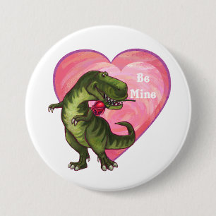 Tyrannosaurus Valentine's Day 3 Inch Round Button