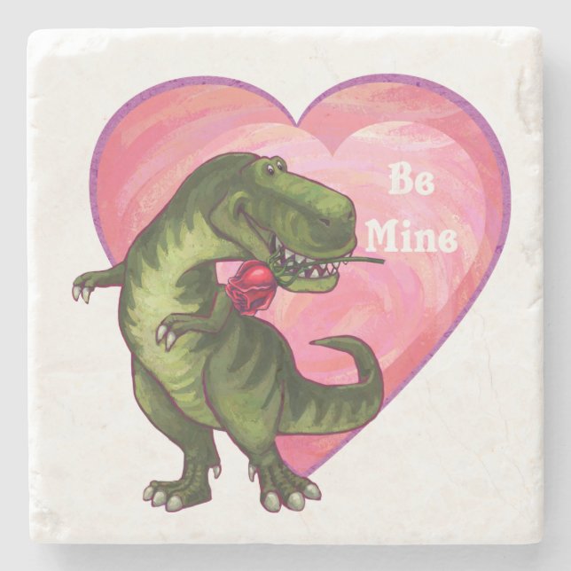 Tyrannosaurus Valentine's Day Stone Coaster (Front)