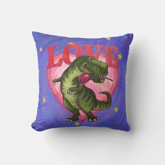 Tyrannosaurus Valentine's Day Throw Pillow (Front)