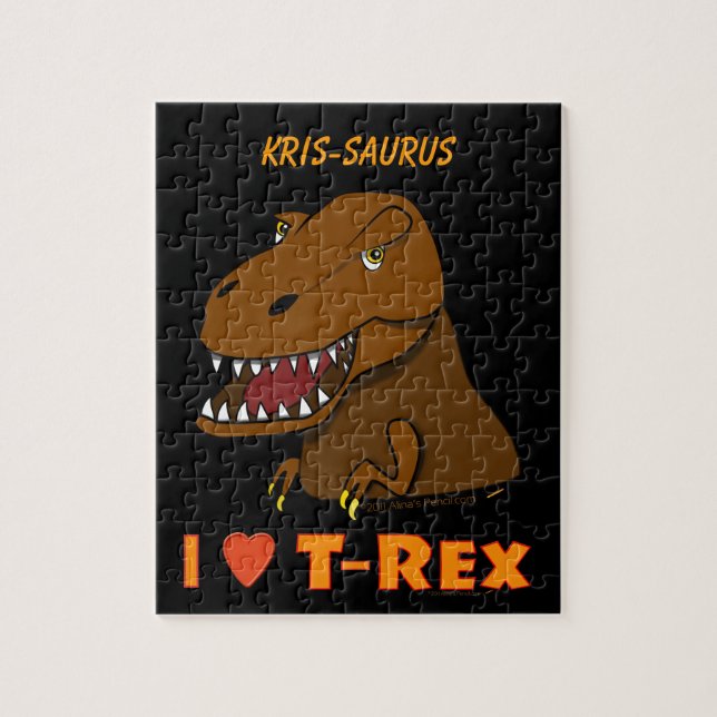 Tyranosaurus Rex Dinosaur Custom Name Jigsaw Jigsaw Puzzle (Vertical)