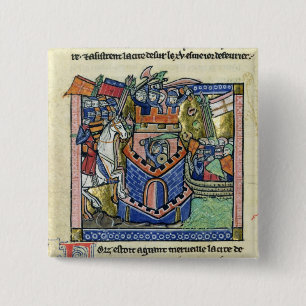 Tyre being blockaded by the Venetian fleet 2 Inch Square Button