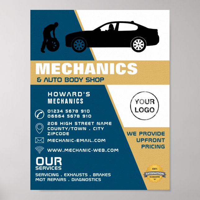 Tyre Change, Auto Mechanic & Repairs Advertising Poster (Front)