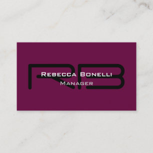 Tyrian Purple Black Monogram Manager Business Card
