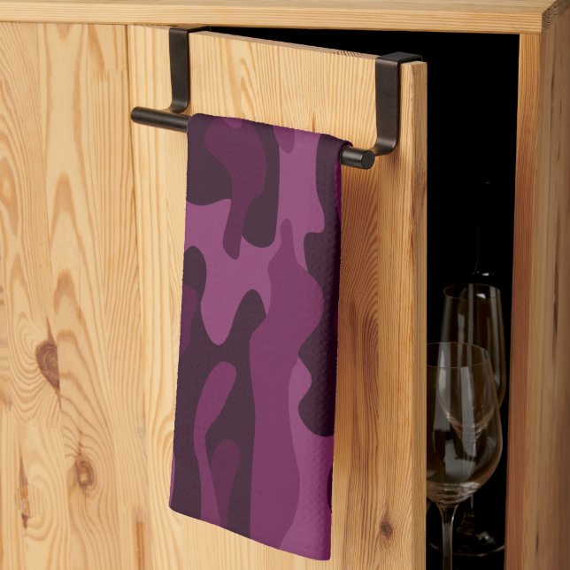 Tyrian Purple Monocolor Camo Kitchen Towel (Thirds Fold)