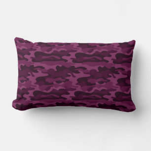 Tyrian Purple Monocolor Camo Lumbar Pillow