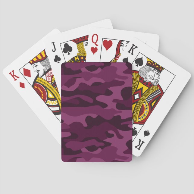 Tyrian Purple Monocolor Camo Playing Cards (Back)