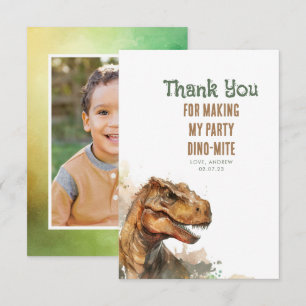 Tyronasaurus Rex Dinosaur Birthday Thank You Photo Card