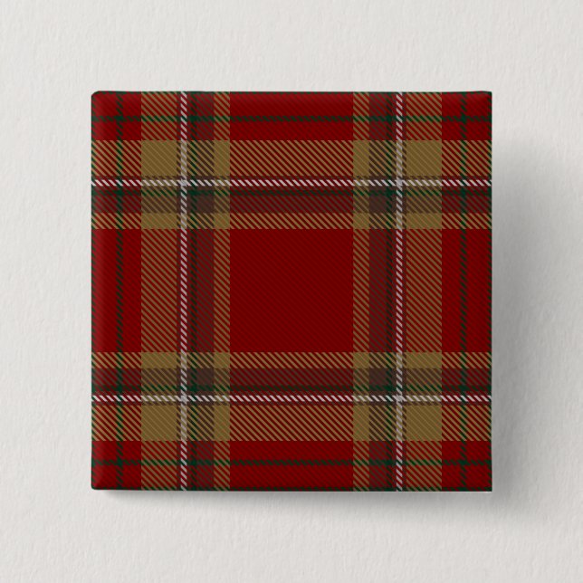 Tyrone County Irish Tartan 2 Inch Square Button (Front)