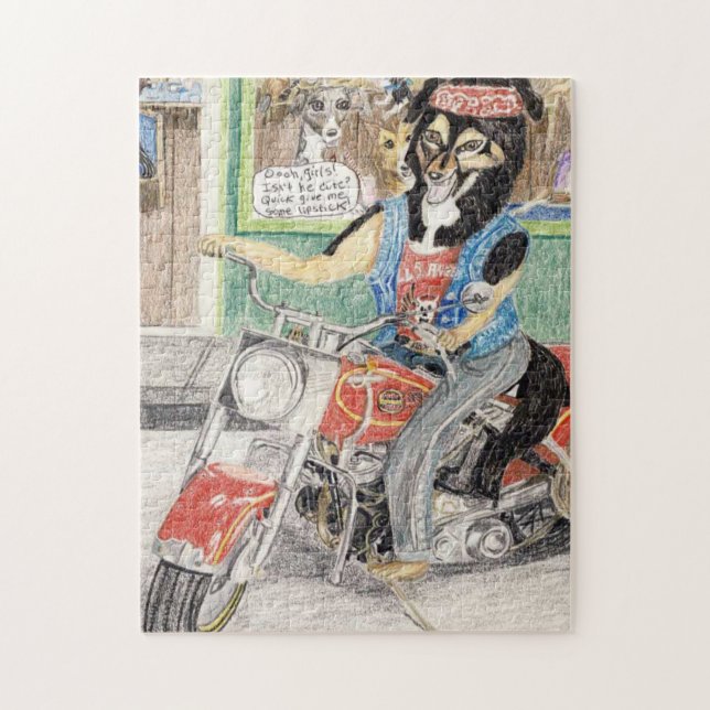 Tyrone Dog 🐕 On His Motorcycle 🏍️  Jigsaw Puzzle (Vertical)