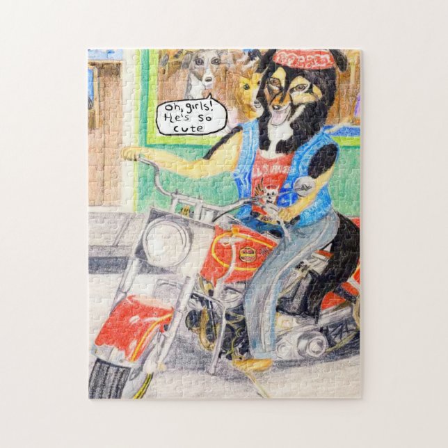 Tyrone Dog 🐕 On Motorcycle 🏍️  Jigsaw Puzzle (Vertical)