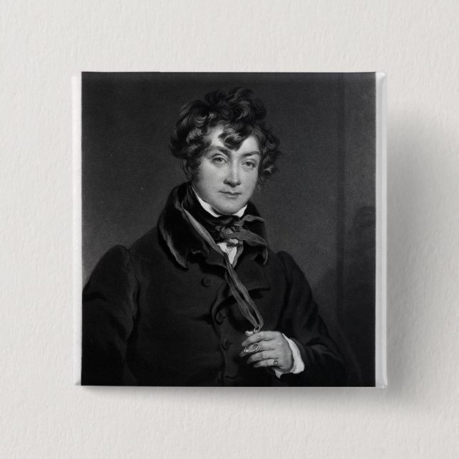 Tyrone Power, engraved by James Sands, c.1833 2 Inch Square Button (Front)