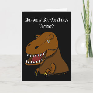 Tyrranosaurus Rex Kids Birthday Custom Name Card