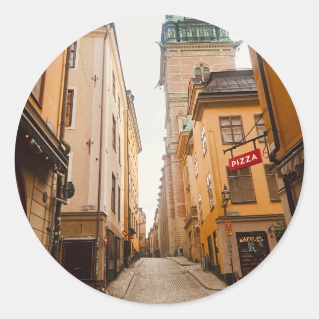 Tyska Brinken, Gamla Stan, Old Town, Stockholm Classic Round Sticker (Front)