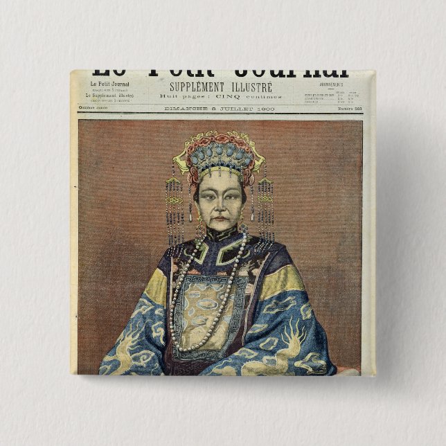 Tz'U-Hsi  Empress Dowager of China 2 Inch Square Button (Front)