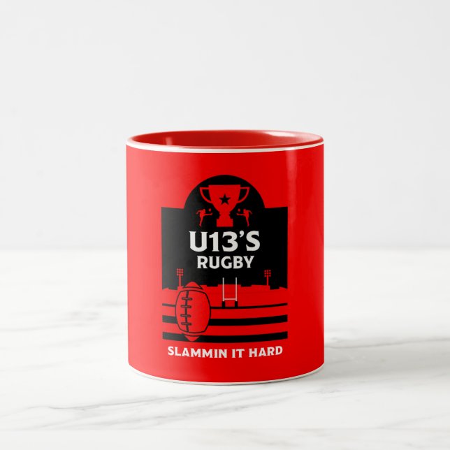U13 Junior Rugby Players Two-Tone Coffee Mug (Center)