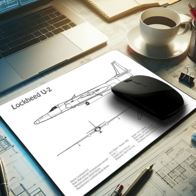 U-2 Dragon Lady - Airplane Blueprint Plans BD Mouse Pad (Creator Uploaded)