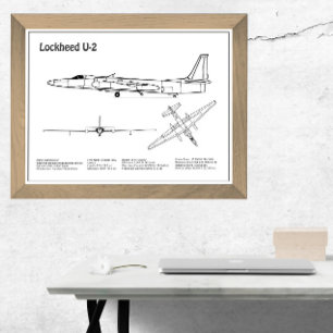 U-2 Dragon Lady - Airplane Blueprint Plans BD Photo Print