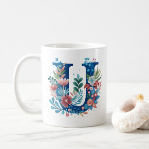 'U' decorative floral monogram Coffee Mug
