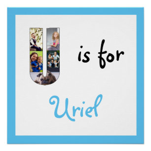 U est pour Nom Photo Bleue Poster