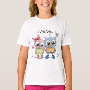 U et moi Mignonnes chouettes Filles T-Shirt - Douc
