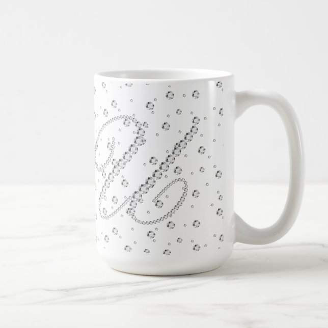 U Initial Monogram White Diamonds Print Coffee Mug (Right)