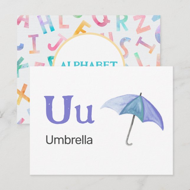 U is for Umbrella - Alphabet Flash Card (Front/Back)
