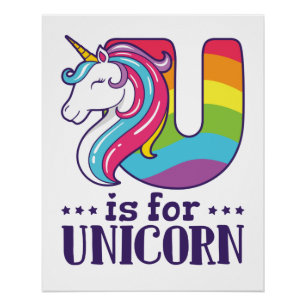 U is for Unicorn Alphabet Poster