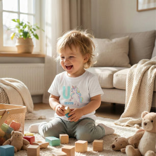 U is for Unicorn - Cute Rainbow Unicorn Alphabet Toddler T-shirt